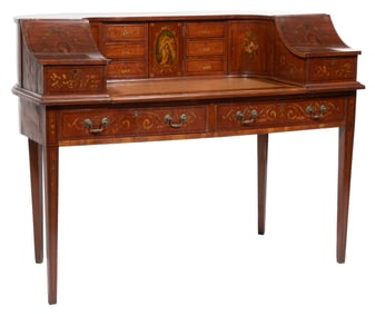 Edwardian Painted Satinwood Carlton House Desk 38 1/2 x 50 x 24 in. (97.8 x 127 x 61 cm.)