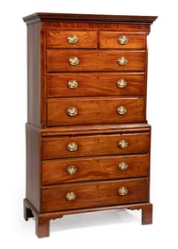 Georgian Inlaid Mahogany Chest on Chest