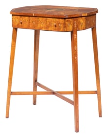George III-Style Satinwood and Painted Occasional Table h. 29 in., w. 22 in., d. 18 in.