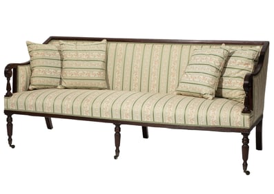 Regency-Style Carved Mahogany Settee
