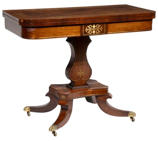 Regency Brass Inlaid Rosewood Games Table