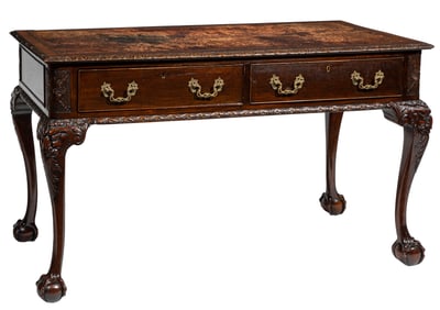 George III-Style Carved Mahogany Desk