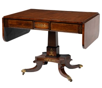 Regency Brass Inlaid Rosewood Sofa Table