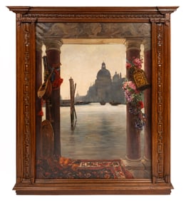Continental School 1885, "Venetian Trompe l'oeil", oil on canvas, 79 x 59 1/4 in. (200.7 x 150.5