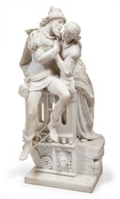 Carved Marble Figural Group of "Romeo and Juliet"