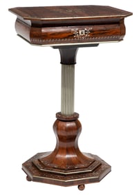 Austrian or German Mother of Pearl Inlaid Rosewood Work Table