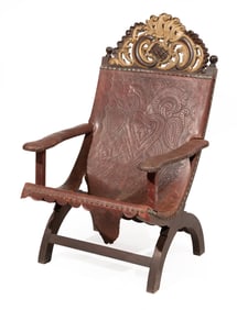 Spanish Colonial-Style Parcel Gilt and Hardwood Butaca