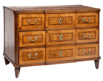 German Inlaid Walnut Commode