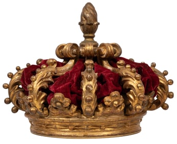 Antique Continental Giltwood Baldachin Corona