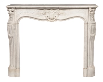 Antique Louis XV-Style Carved Marble Mantel