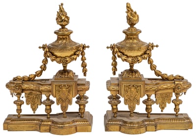 Neoclassical-Style Gilt Bronze Chenets