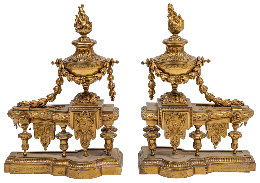 Neoclassical-Style Gilt Bronze Chenets (1 of 3)