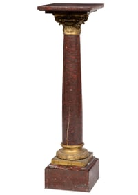 Napoleon III Gilt Bronze Mounted Red Griotte Marble Pedestal