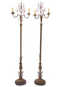 Pair of Continental Two-Light Floor Lamps