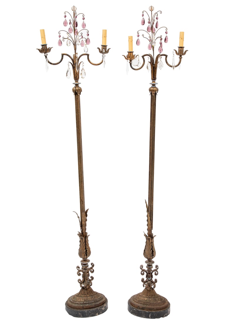 Pair of Continental Two-Light Floor Lamps (1 of 3)