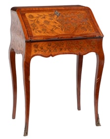 Louis XV-Style Tulipwood Marquetry Bureau a Pente