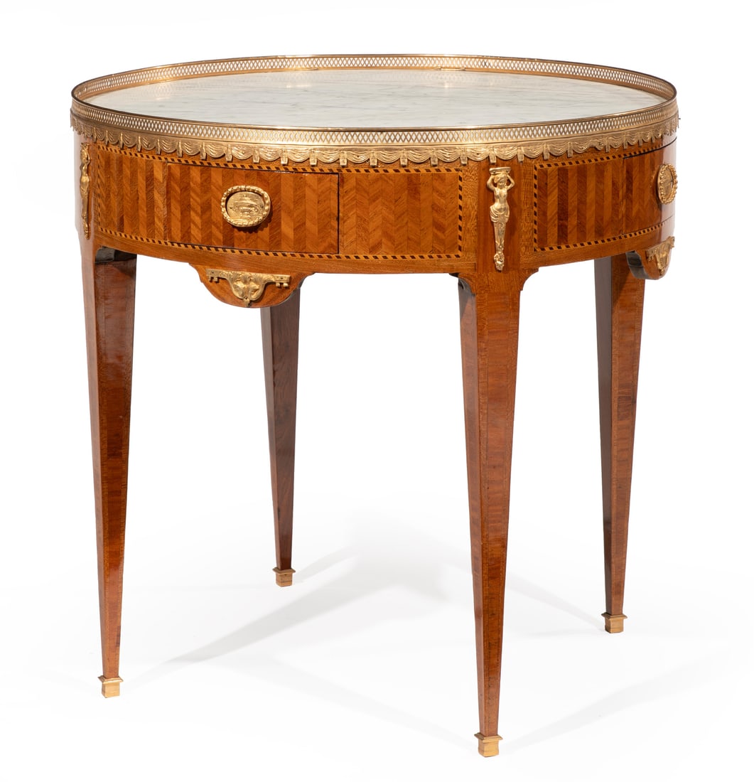 Louis XVI-Style Bronze Mounted Kingwood Parquetry Bouillotte Table (1 of 3)