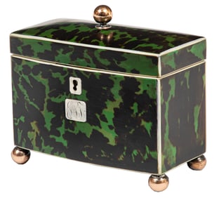 Georgian Green Tortoiseshell Tea Caddy
