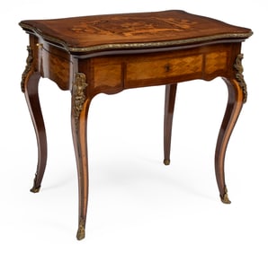 Louis XV-Style Bronze Mounted Marquetry and Parquetry Rosewood Dressing Table
