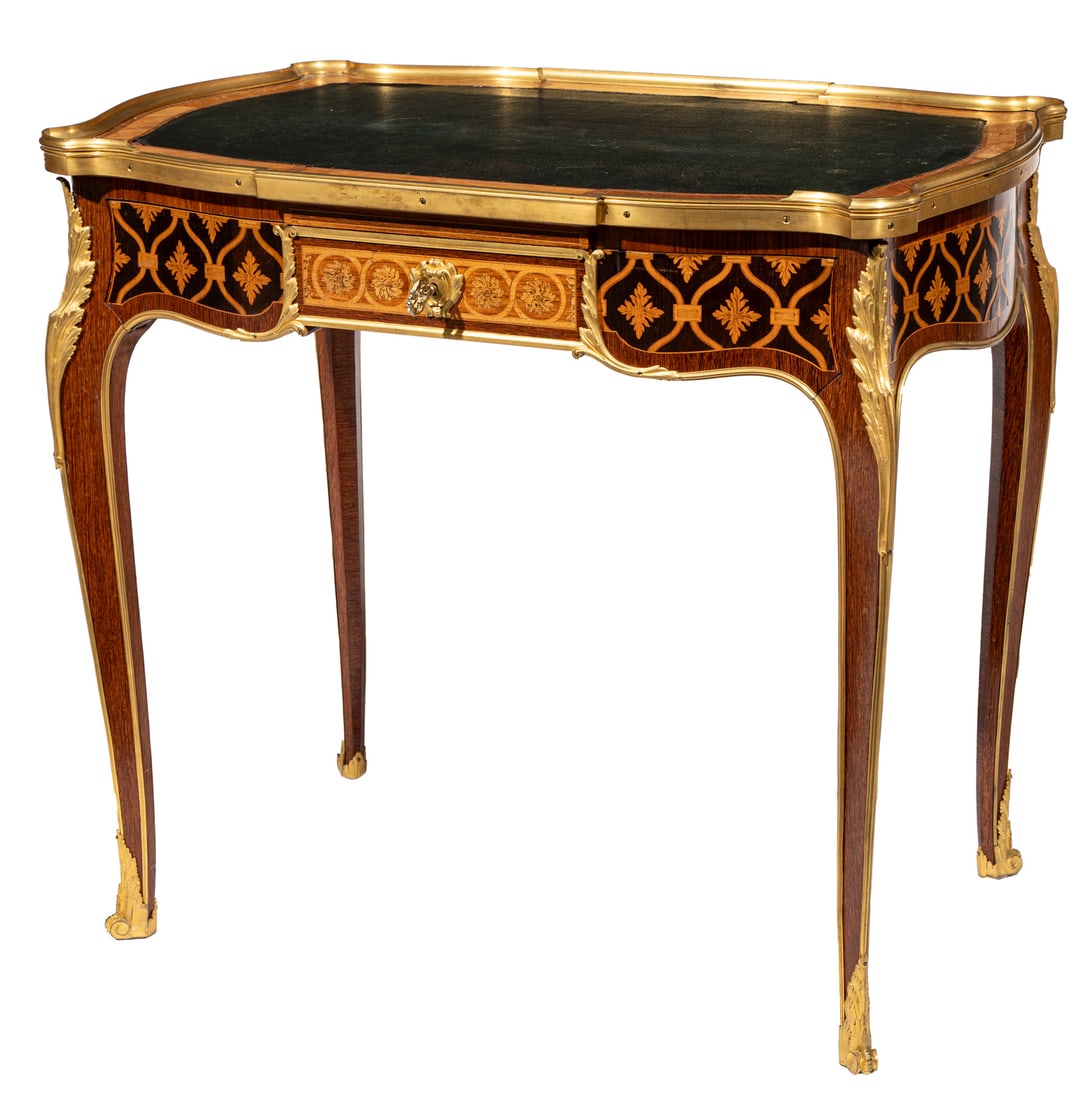 Louis XVI-Style Ormolu Mounted Marquetry Table a Ecrire (1 of 6)