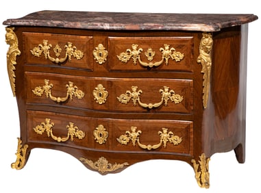 Louis XV Bronze Mounted Inlaid Rosewood Commode en Tombeau