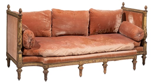 Rare Louis XVI Parcel Gilt and PaintedLit de Repos