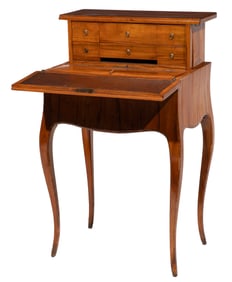 Antique Louis XV-Style Tulipwood Table Mecanique