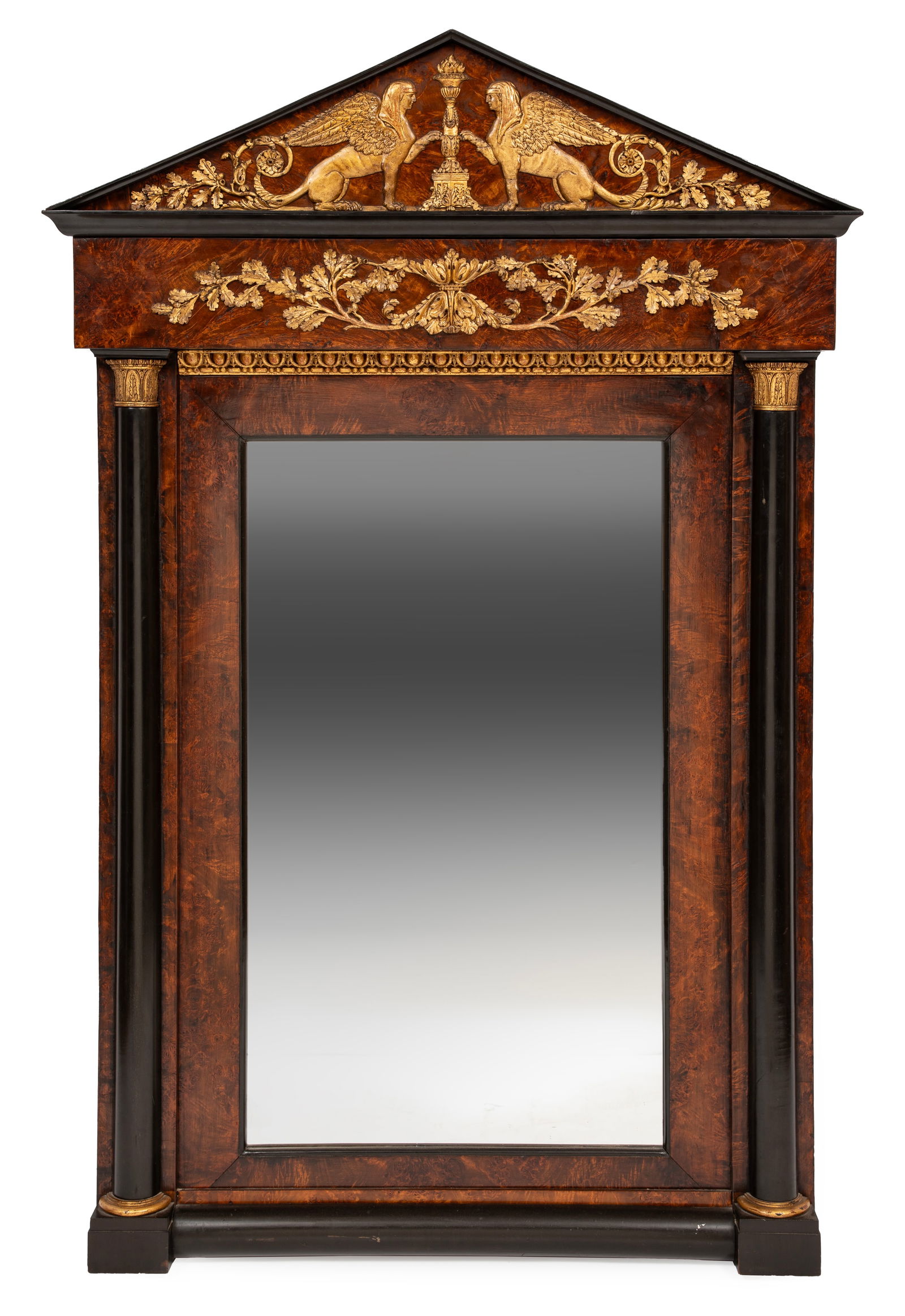 Empire Bronze-Mounted and Ebonized Burlwood Mirror (1 of 3)