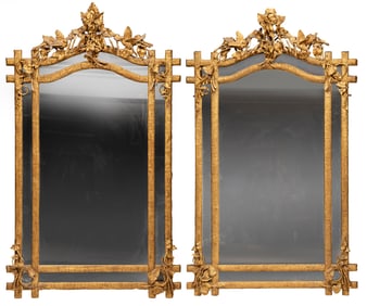 Pair of Large Napoleon III Giltwood Mirrors