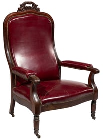 Regency Carved Mahogany Library Armchair