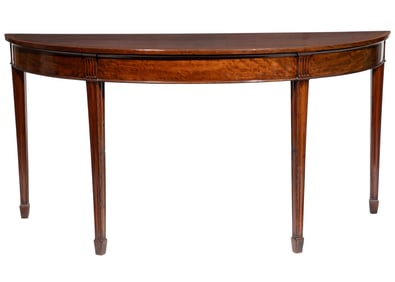 Georgian-Style Figured Mahogany Demilune Serving Table