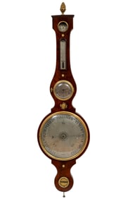 Restauration Bronze Mounted Mahogany Clock Barometer