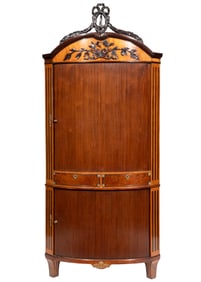 Dutch Satinwood and Mahogany Tambour Corner Cabinet