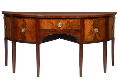 George III Inlaid Mahogany Demilune Sideboard