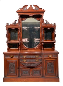 English Aesthetic Movement Carved Mahogany Sideboard