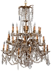 Neoclassical-Style Gilt Bronze and Crystal Thirty-Light Chandelier