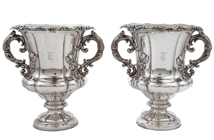 Pair of Antique English Silverplate Wine Coolers in the Georgian Taste