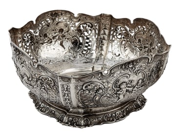 German Sterling Silver Reticulated Centerbowl in the 19th Century Taste