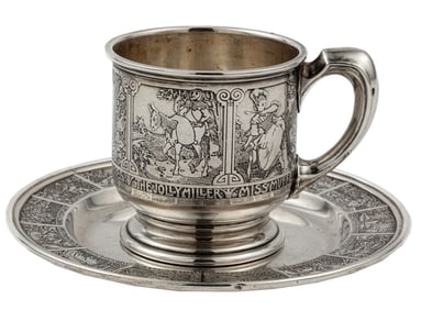 American Arts and Crafts Sterling Silver Child's Cup and Plate