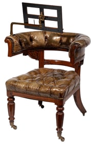 Regency Carved Mahogany Reading/Library Armchair
