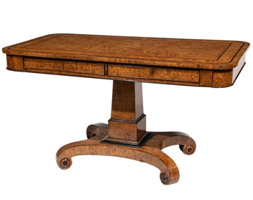 Regency Parcel Ebonized Burlwood Library Table
