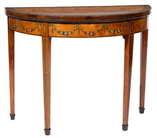 George III-Style Inlaid and Paint Decorated Satinwood Games Table