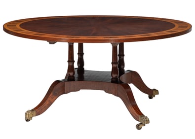Regency-Style Satinwood Inlaid Mahogany Center Table