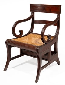 Regency Carved Mahogany Metamorphic Armchair/Library Steps