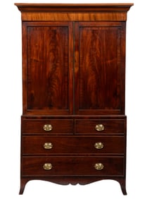 Georgian Inlaid Mahogany Linen Press