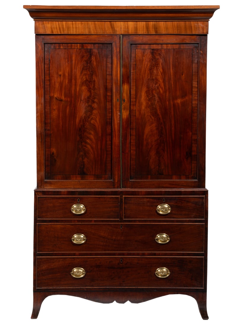 Georgian Inlaid Mahogany Linen Press (1 of 4)