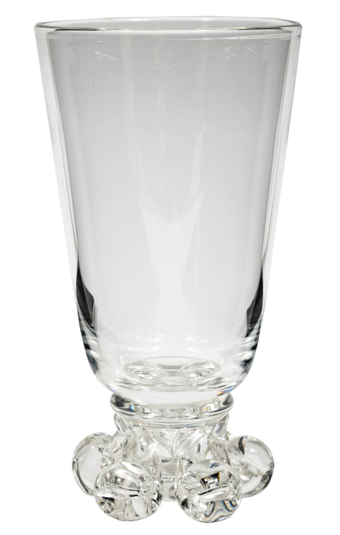 Steuben Glass Scroll Footed Vase: Steuben Glass Scroll Footed Vaseh. 10 in, dia. 4 1/2 in.