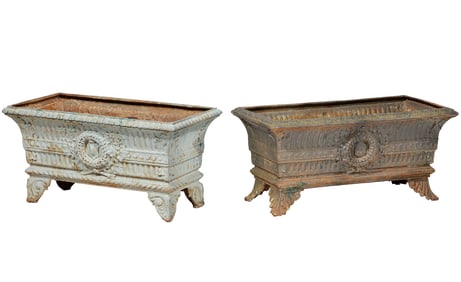 Two Antique American Cast-Iron Planters
