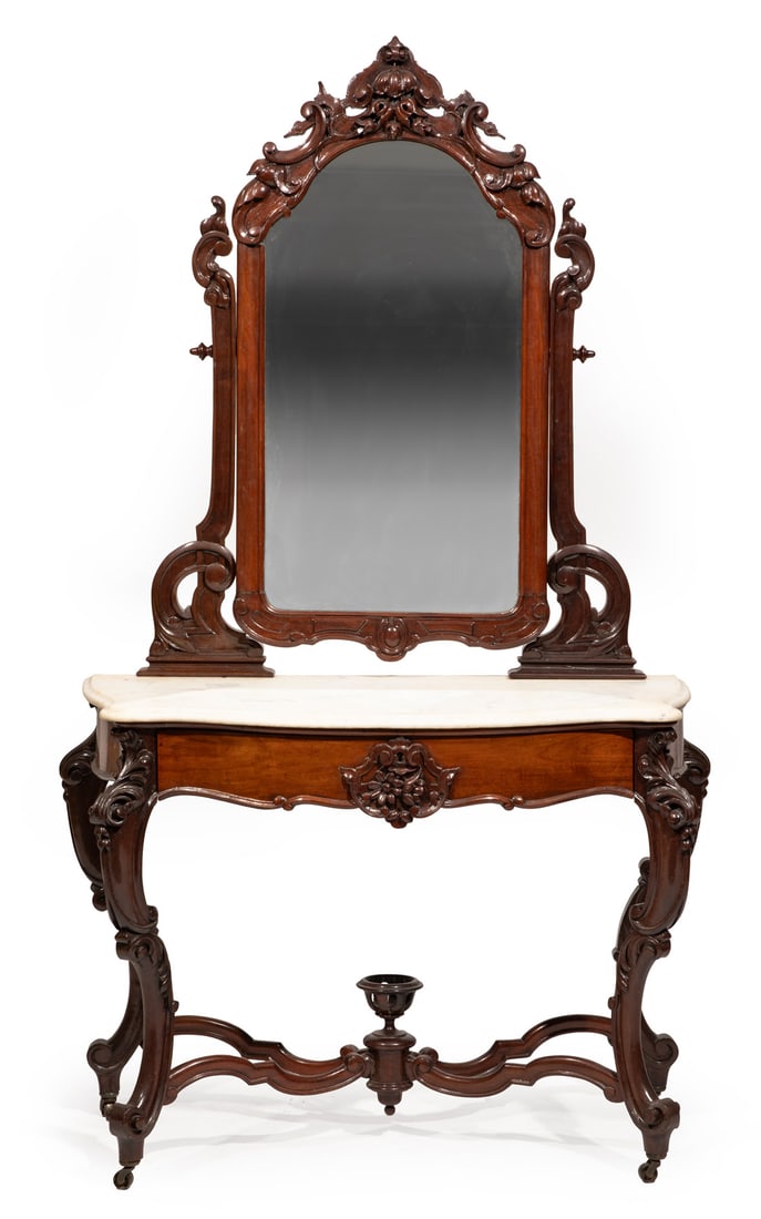 American Rococo Carved Mahogany Duchesse Dressing Table (1 of 4)