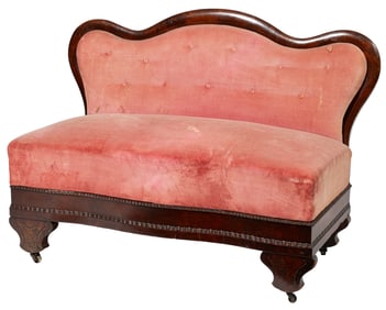 American Classical Carved Mahogany Slipper Settee
